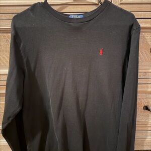 Polo by Ralph Lauren Black Long Sleeve Tee with Red Logo
